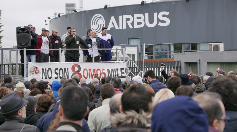 Concentracin en apoyo a Los 8 de Airbus 11 enero 2016