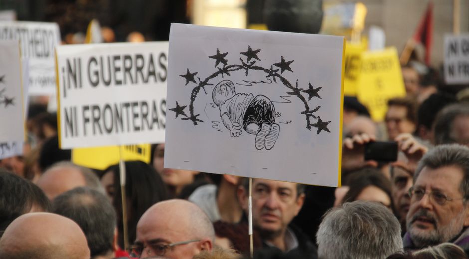 Crisis de refugiados: concentracin contra el acuerdo UE-Turqua, Madrid 16-3-2016