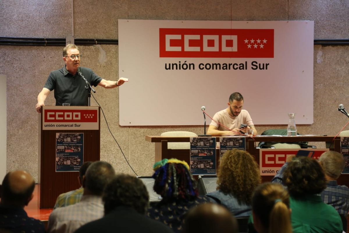 Un momento de la asamblea en la sede de CCOO en Getafe
