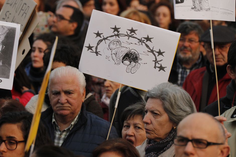 Crisis de refugiados: concentracin contra el acuerdo UE-Turqua, Madrid 16-3-2016